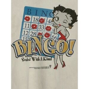 Bingo Sealed With A Kiss T-Shirt Mens White Cotton Large Vintage 90's Lasolas